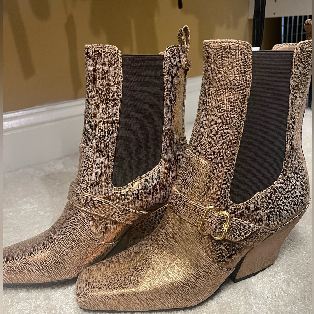 Sam Edelman Shirt Boots- Copper in color